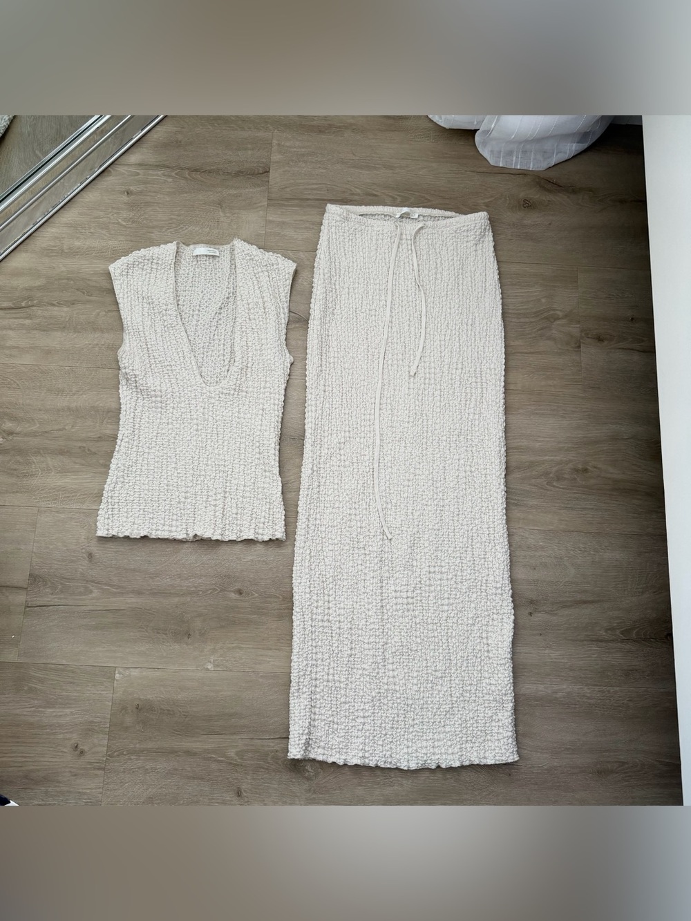 Zara Off White Top and Skirt set